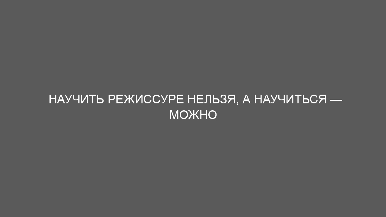 Научить режиссуре нельзя, а научиться — можно